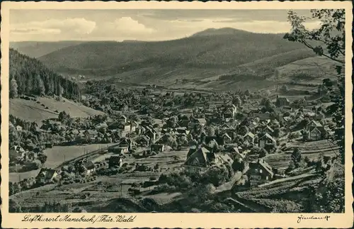Manebach-Ilmenau Panorama-Ansicht auf Ort im Thüringer Wald 1949