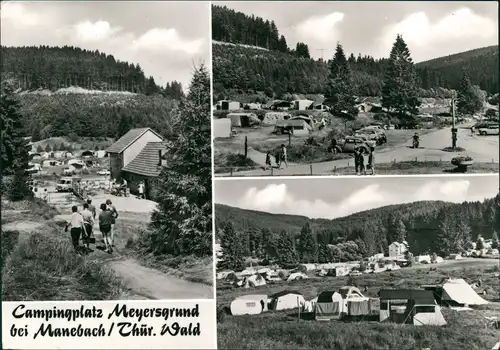 Manebach-Ilmenau Camping Campingplatz Meyersgrund DDR Mehrbildkarte 1976