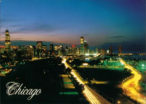 Chicago "The Windy City" Wolkenkratzer Panorama im Abendlicht 1990