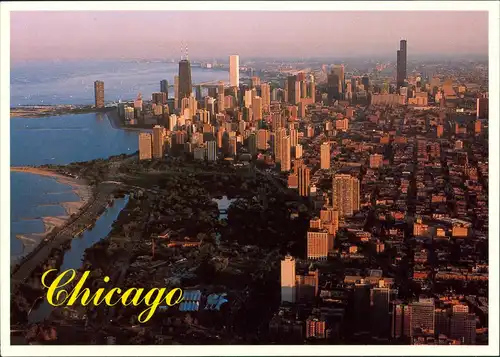 Chicago  Luftaufnahme Wolkenkratzer Aerial View late evening 1990