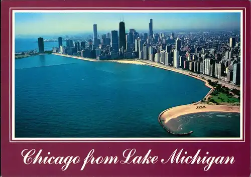 Chicago Luftaufnahme Wolkenkratzer Aerial View Lake Michigan 1990