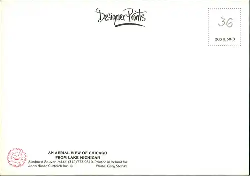 Chicago Luftaufnahme Wolkenkratzer Aerial View Lake Michigan 1990