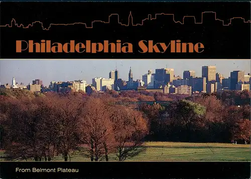 Postcard Philadelphia SKYLINE FROM BELMONT PLATEAU Fairmount Park 1990