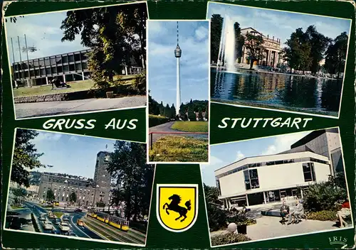 Ansichtskarte Stuttgart MB Fernsehturm Bahnhof Oper 1962