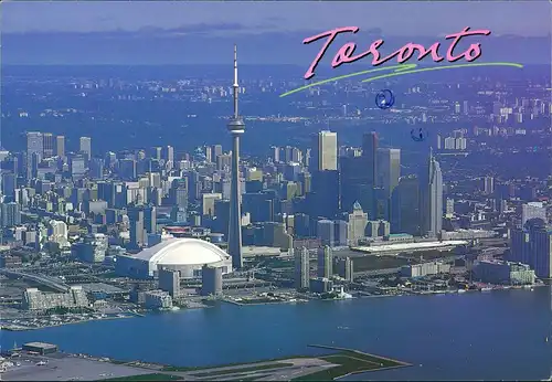 Postcard Toronto Luftbild Stadt CN Tower 1999