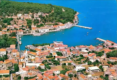 Postcard Jelsa Panorama Stadt von oben 1980