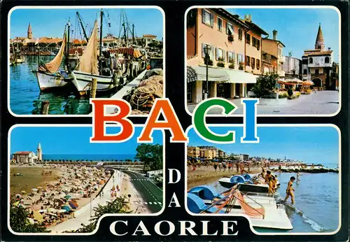Cartoline Caorle Mehrbild-AK 4 Fotos "Baci da Caorle" 1985