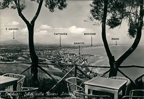 Cartoline Cattolica Restaurant Blick auf den Strand 1965