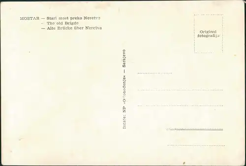 Mostar Мостар Alte Brücke über Neretva 1952