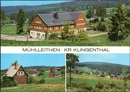 Ansichtskarte Mühlleithen-Klingenthal 3 Bild: Hotel und Umland 1976