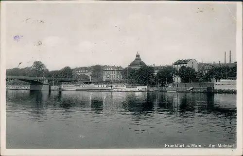 Frankfurt am Main Fahrgastschiff Schiff Main-Kai Stadt Panorama 1940