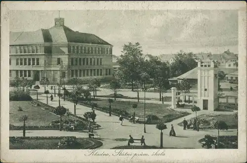 Postcard Kladno Innenstadt Bereich Platz belebt 1927