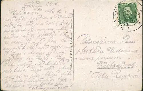 Postcard Laun Louny Louny Pohled z losů Fernansicht 1925