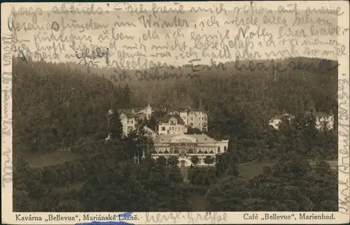 Postcard Marienbad Mariánské Lázně Café ,,Bellevue" Kavárna 1924