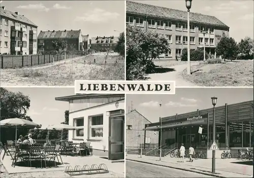 Liebenwalde   mit Wohn-Siedlung, Kaufhalle, Gaststätte, Schule 1972