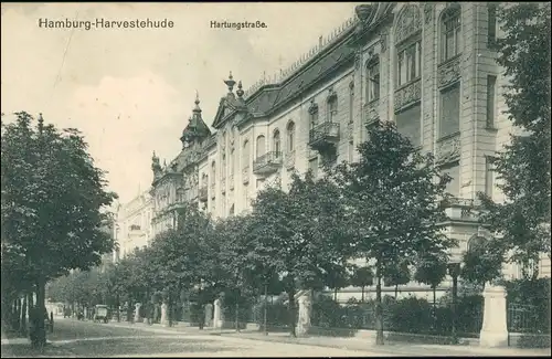 Ansichtskarte Harvestehude-Hamburg Hartungstrasse Häuser-Zeile 1910