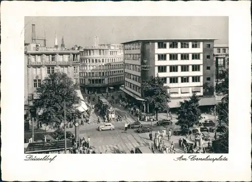 Düsseldorf Corneliusplatz Tram Straßenbahn Verkehr Bürohäuser 1960