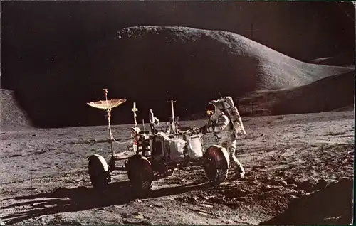 JOHN F. KENNEDY.SPACE CENTER Irwin at Rover  LM, Mount Hadley in the 1982