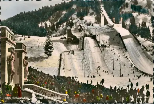 Ansichtskarte Garmisch-Partenkirchen Skistadion Schanze - color Photo 1961