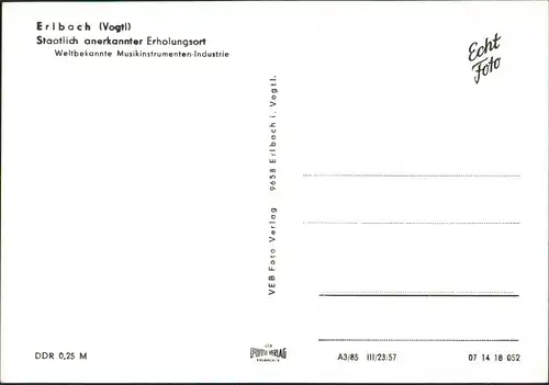 Ansichtskarte Erlbach (Vogtland) Stadt 1957