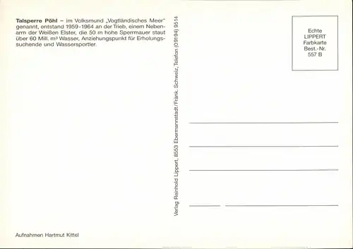 Ansichtskarte Pöhl Talsperre - Stausee 1992