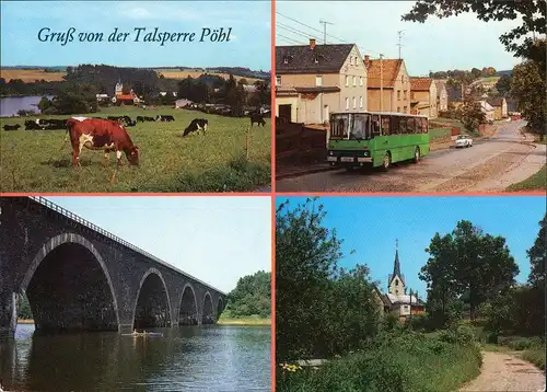 Altensalz-Neuensalz Altensalz, Ortsansicht mit Bus, Autobahnbrücke,  1989