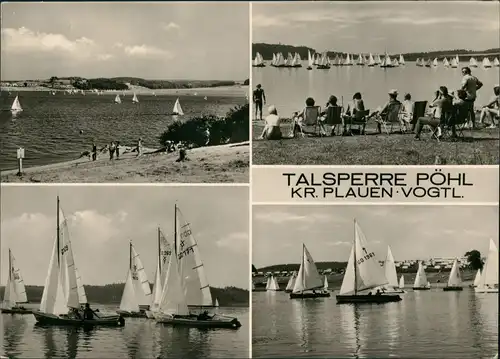 Ansichtskarte Pöhl Talsperre Segelboote - Liegestühle 1974