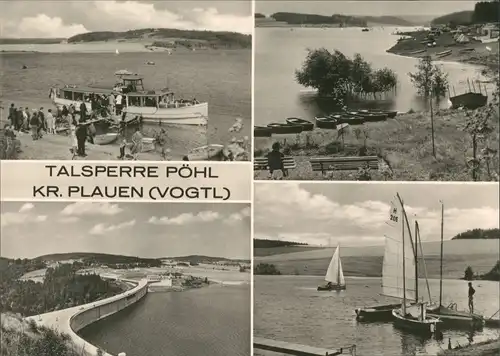 Pöhl DDR Mehrbildkarte ua. Schiffsanlegestelle, Segelhafen 1967