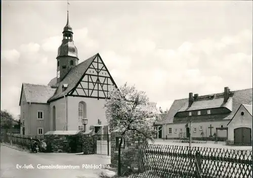 Jocketa-Pöhl Strassen Partie am Ev.-Luth. Gemeindezentrum, Kirche, DDR AK 1978