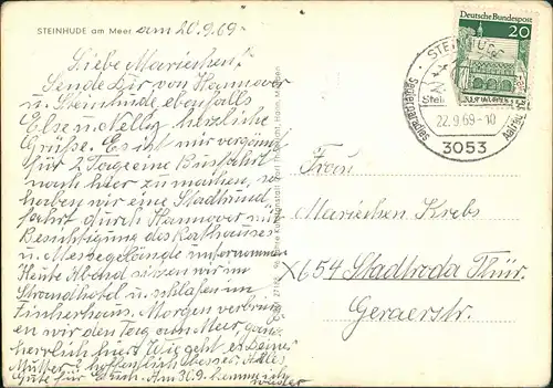 Steinhude-Wunstorf Luftbild  vom Flugzeug aus 1969     Stempel STEINHUDE 3053