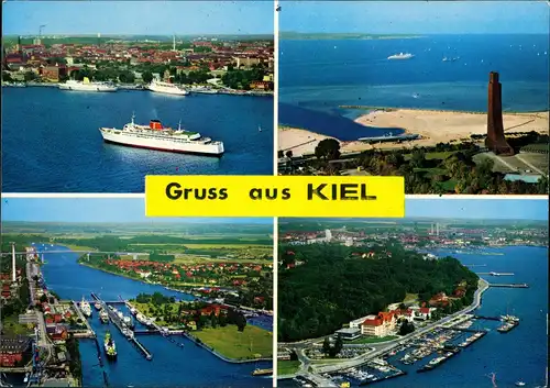 Ansichtskarte Kiel Gruss-AK mit 4 Luftaufnahmen 1980