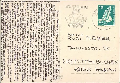 Würzburg Mehrbild-AK mit Residenz, Main-Brücke & Stadt-Zentrum 1976