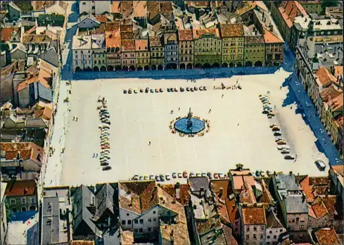 Postcard Budweis České Budějovice Luftbild Markt 1980