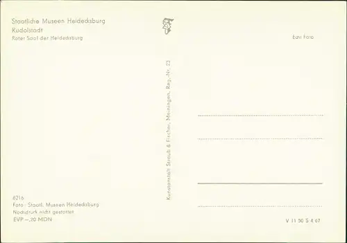 Ansichtskarte Rudolstadt Schloss Heidecksburg - Roter Saal 1967