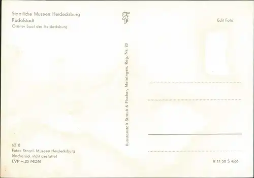 Ansichtskarte Rudolstadt Grüner Saal der Heidecksburg 1966