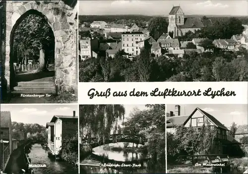 Lychen DDR Mehrbild-AK Mühlbach, Ebert-Park, Malerwinkel uvm. 1978