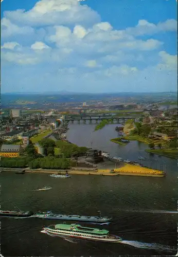 Ansichtskarte Koblenz Rhein Schiff Schiffe passieren Deutsches Eck 1978