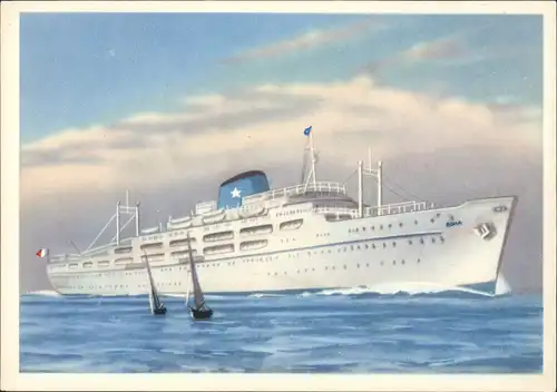 Ansichtskarte  FLOTTA LAURO TURBONAVE ROMA & SYDNEY, Schiff Ship Dampfer 1970