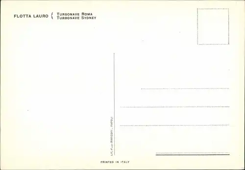 Ansichtskarte  FLOTTA LAURO TURBONAVE ROMA & SYDNEY, Schiff Ship Dampfer 1970