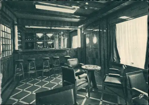 Schiff Ship Paquebot FLANDRE Innenansicht Bar Privé 1st Class 1955