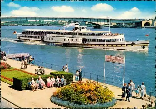 Bonn Rheinbrücke Fahrgastschiff CECILIE Rhein Schiff Dampfer 1977