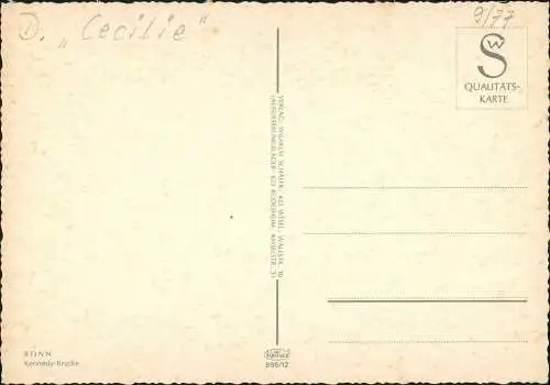 Bonn Rheinbrücke Fahrgastschiff CECILIE Rhein Schiff Dampfer 1977