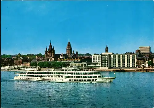 Mainz Fahrgastschiff Personenschiffahrt Rhein Schiff Rheinufer Partie 1975
