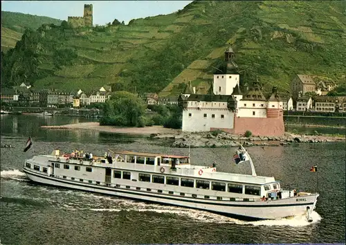 Ansichtskarte Kaub Passagierschip RIVAL Rhein Schiff Fluss Binnenschiff 1978