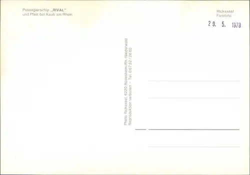 Ansichtskarte Kaub Passagierschip RIVAL Rhein Schiff Fluss Binnenschiff 1978
