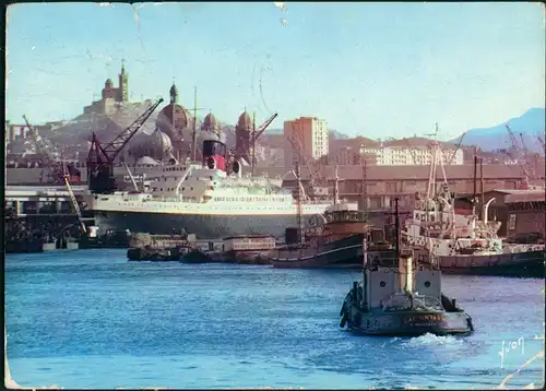 Marseille Hafen Schiffe Schifffahrt Le Port Vue du Bassin de la Joliette 1970