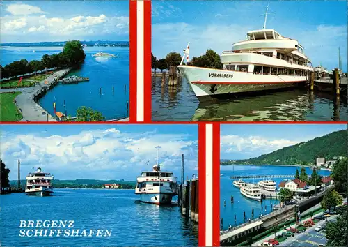 Ansichtskarte Bregenz Schiffshafen Bodensee Schiffe Schiff VORARLBERG 1980