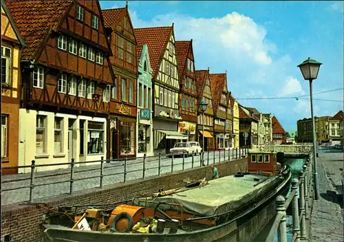 Buxtehude Partie Am Fleet, Schiff, Geschäfte, Fachwerkhäuser 1970