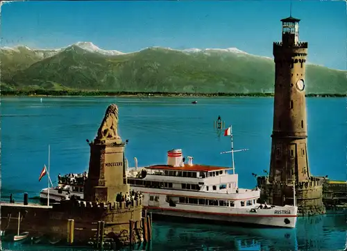 Lindau (Bodensee) Bodensee Dampfer Fahrgastschiff AUSTRIA Hafen-Einfahrt 1970