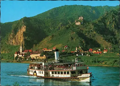 Dürnstein Fahrgastschiff Binnenschiff Dampfer, Donau Panorama 1982